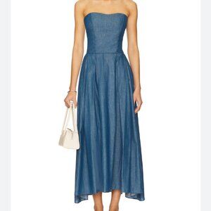 Azeeza Ezra Midi Dress in Denim size XS